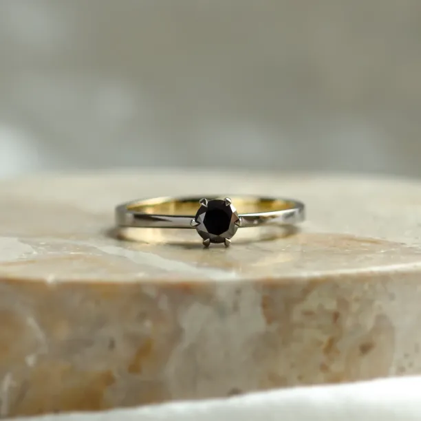 Black diamond ring in black rhodium NEROS Image