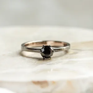 Black diamond ring in black rhodium NEROS
