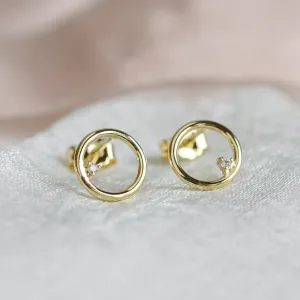 Gold karma earrings with diamonds GARURASANA Thumbnail