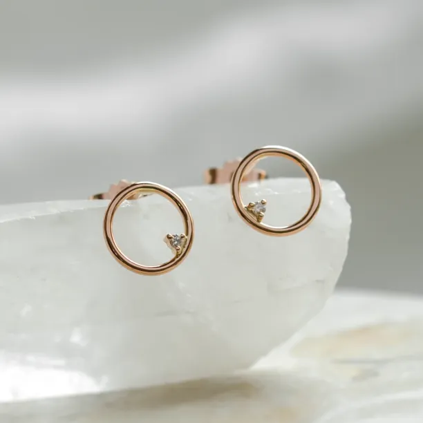 Gold karma earrings with diamonds GARURASANA Image