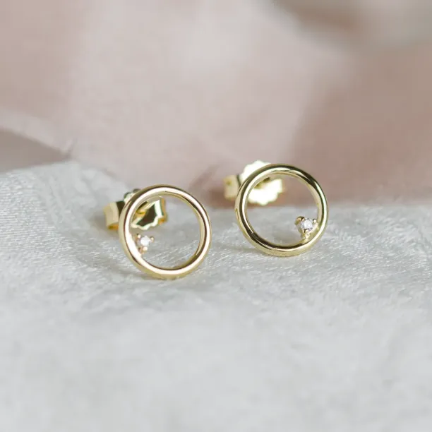 Gold karma earrings with diamonds GARURASANA Image