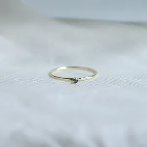 Gold minimalist ring with black diamond BRUNO Thumbnail