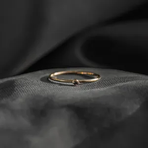 Gold minimalist ring with black diamond BRUNO Thumbnail