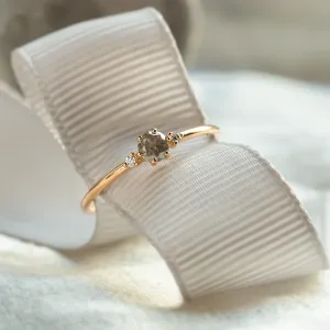 Minimalist salt and pepper and classic diamond ring FRANCO Thumbnail