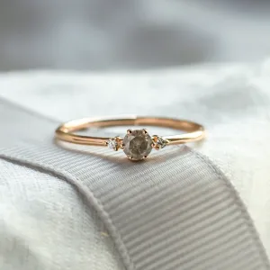 Minimalist salt and pepper and classic diamond ring FRANCO