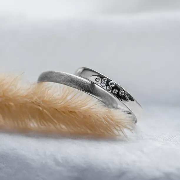 Matte and shiny platinum wedding rings LEOS Image