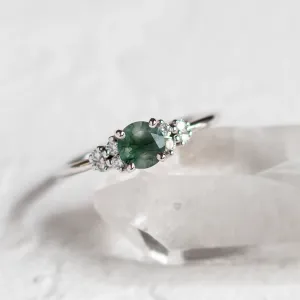 Gold moss agate ring with diamonds EDDIE Thumbnail