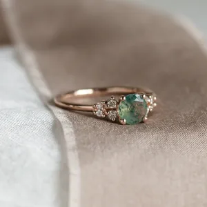 Gold moss agate ring with diamonds EDDIE Thumbnail