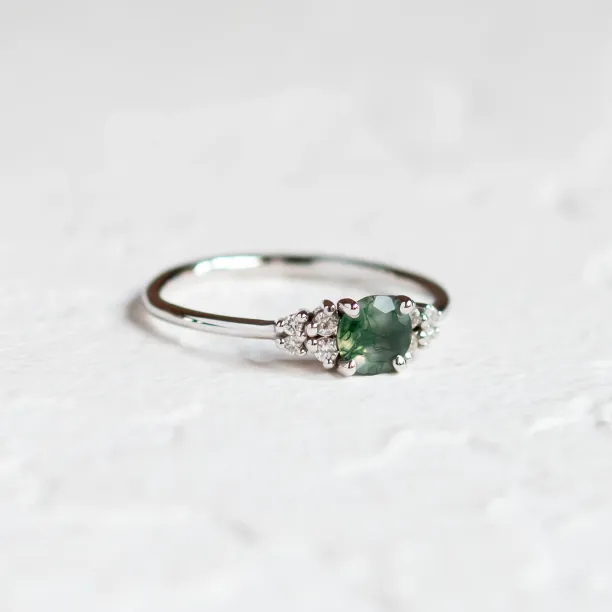 Gold moss agate ring with diamonds EDDIE Image