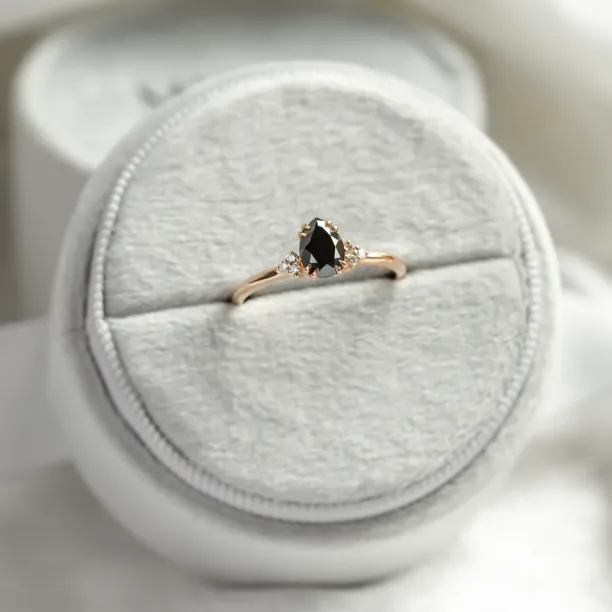 Unique black diamond engagement ring BLACKIE Image