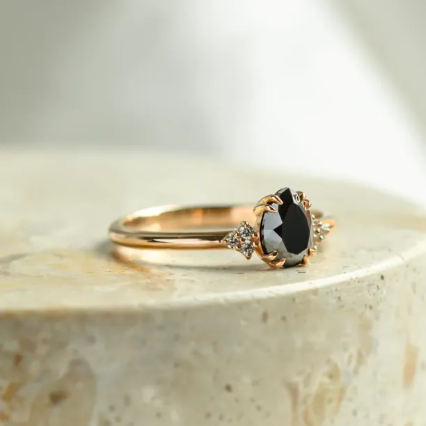 Unique black diamond engagement ring BLACKIE Image