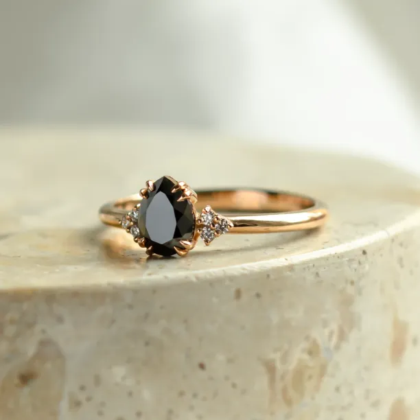 Unique black diamond engagement ring BLACKIE Image