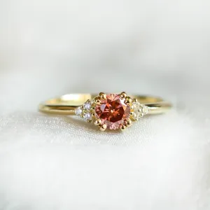 Gold ring with pink lab grown diamond and natural diamonds MONNYX