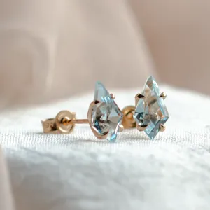 Gold earrings with topaz in kite shape RIAN Thumbnail