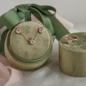 Romantic cluster jewelry set with morganite and salt and pepper diamonds TYRA