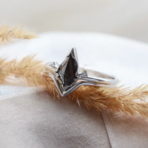 Set gold rings with salt and pepper diamond SALLY Image