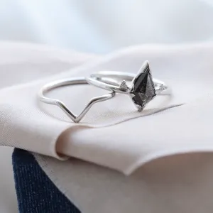 Set gold rings with salt and pepper diamond SALLY Thumbnail