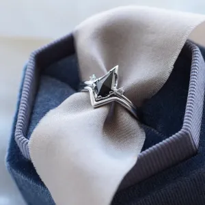 Set gold rings with salt and pepper diamond SALLY Thumbnail