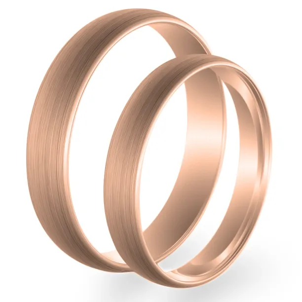 Solid wedding rings made of red gold (mat) Image