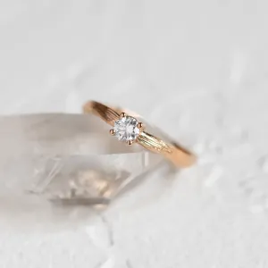 Atypical engagement ring with lab-grown diamond and tree bark surface RIANA Thumbnail