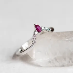 Gold diamond ring with ruby CROWN Thumbnail