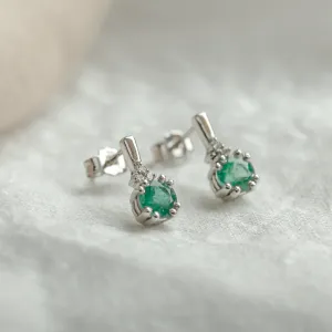 Gold emearld and diamond earrings LENNY Thumbnail