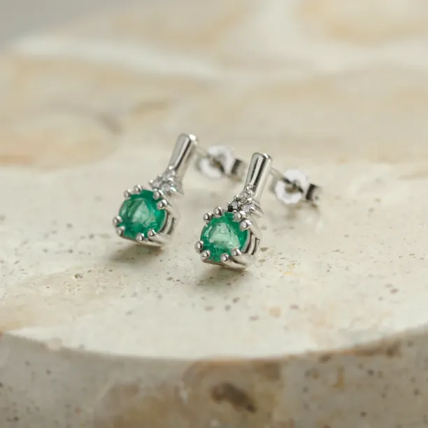 Gold emearld and diamond earrings LENNY Image