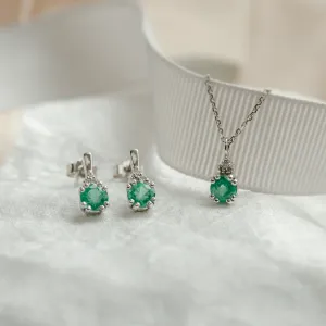 Gold emearld and diamond earrings LENNY Thumbnail