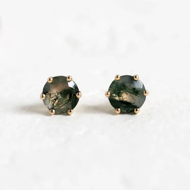 Gold earrings with moss agate REBE Image