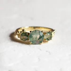 Ring with round green moss agate BACCHUS Thumbnail
