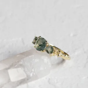 Ring with round green moss agate BACCHUS Thumbnail
