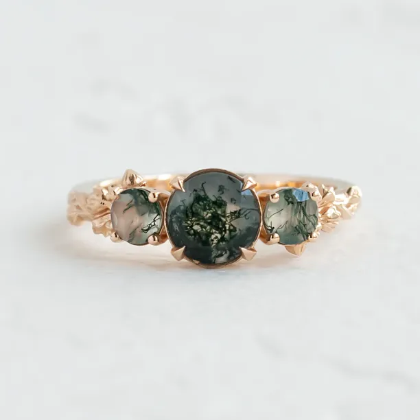 Ring with round green moss agate BACCHUS Image