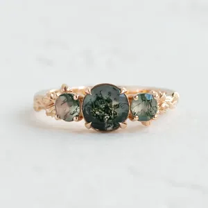 Ring with round green moss agate BACCHUS