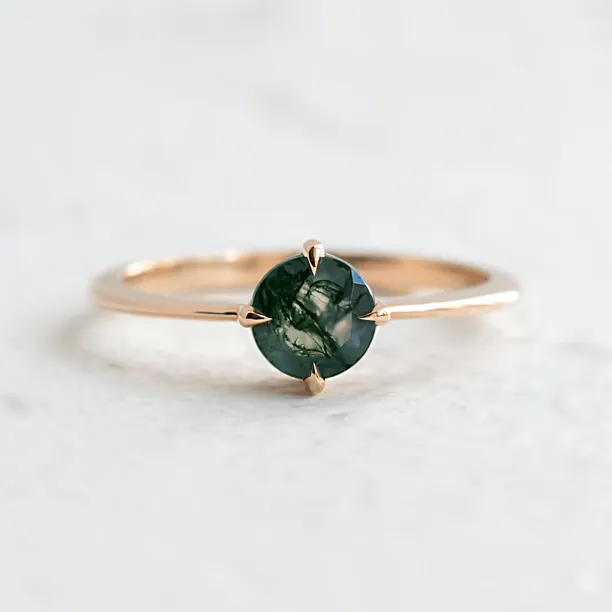 Minimalist moss agate enagegement ring THOR Image