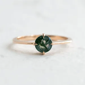 Minimalist moss agate enagegement ring THOR