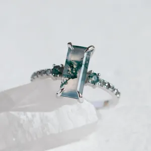 Elegant ring with moss agate and diamonds CARA Thumbnail
