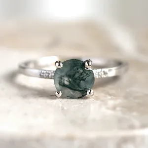 Engagement ring with moss agate and diamonds FIADH