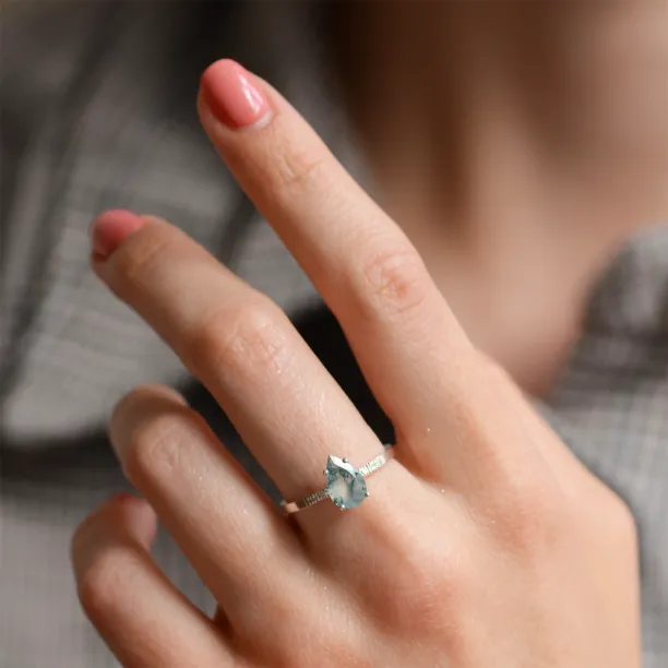 Mossagate engagement ring with diamonds MARTINA Image