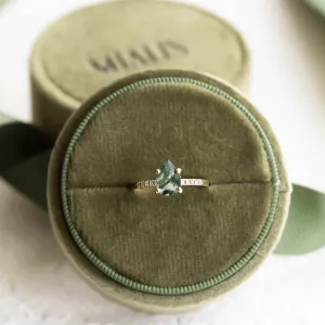 Mossagate engagement ring with diamonds MARTINA Thumbnail