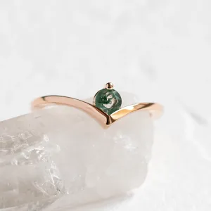 Gold ring with moss agate AMY Thumbnail
