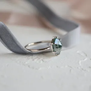 Gold ring with moss agate ELIONOR Thumbnail