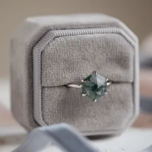 Gold ring with moss agate ELIONOR Thumbnail