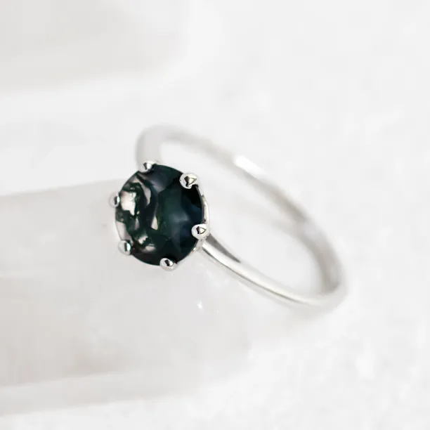 Moss agate gold ring OLLY Image