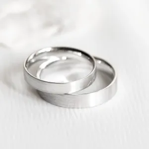 Flat matt wedding rings made of white gold ZIA