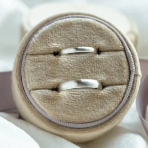 Solid matte wedding rings made of white gold ODELL Thumbnail
