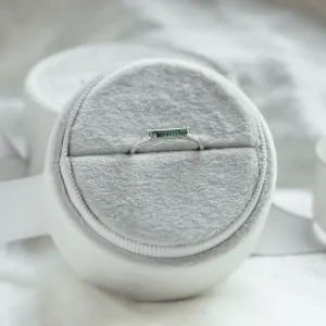 Gold ring with baguette moss agate and diamonds ELLETH Thumbnail