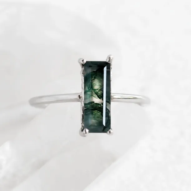 Ring with baguette moss agate ALVA Image