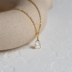 Gold necklace with pear lab created diamond NEO Thumbnail