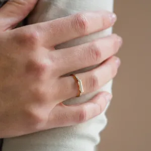 Engagement ring with baguette moissanite and diamonds CASSIA Thumbnail