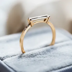 Engagement ring with baguette moissanite and diamonds CASSIA Thumbnail